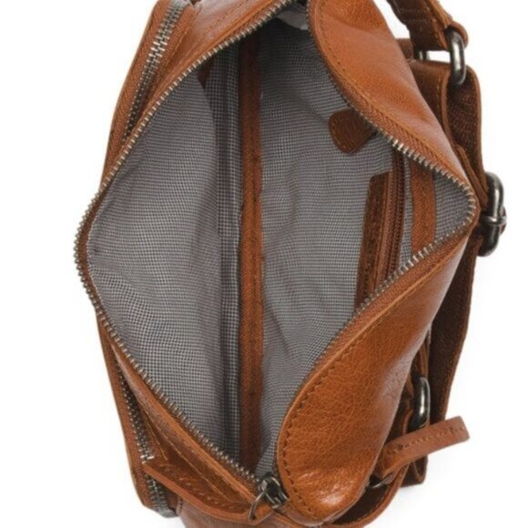 SPIKES & SPARROW Leather Belt Bag With Front Zip Pocket Camel Brown - Picture 11 of 16